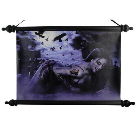 12" Zombie Girl Printed Silhouette Hanging Art Wall Scroll - Magick Magick.com