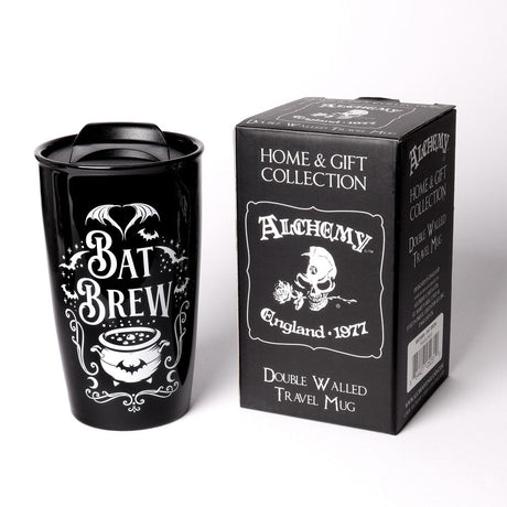 12 oz Black Ceramic Travel Mug - Bat Brew - Magick Magick.com
