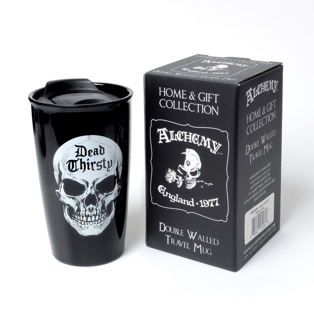 12 oz Black Ceramic Travel Mug - Dead Thirsty - Magick Magick.com