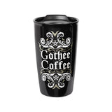 12 oz Black Ceramic Travel Mug - Gothee Coffee - Magick Magick.com