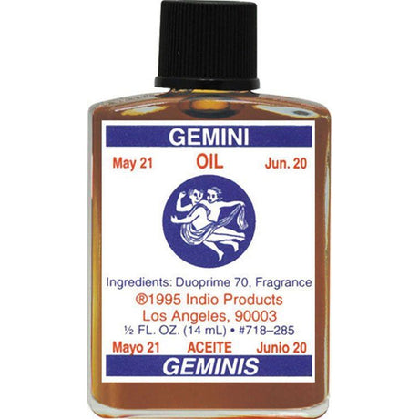 1/2 oz Indio Zodiac Oil - Gemini - Magick Magick.com