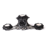 12.6" Black Rose Triple Tealight Candle Holder - Magick Magick.com