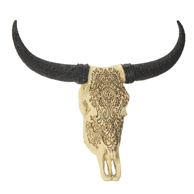 12.8" Carved Resin Cow Skull - Magick Magick.com