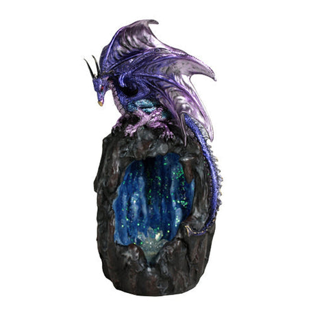 13.25" Purple Dragon Geode Backflow Incense Burner with LED Light - Magick Magick.com
