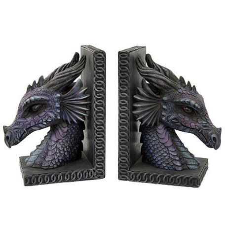 13.5" Purple Dragon Gothic Bookends (Pair) - Magick Magick.com