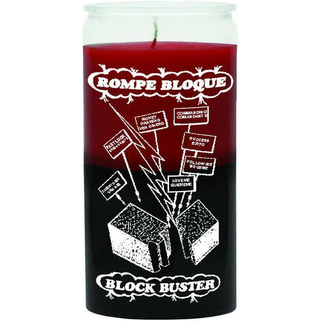 14 Day Glass Candle Blockbuster - Red & Black - Magick Magick.com