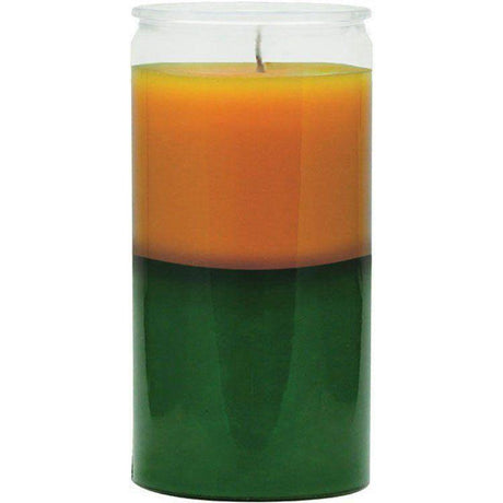14 Day Glass Candle Plain - Gold / Green - Magick Magick.com