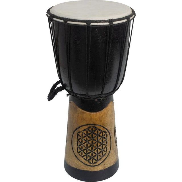15.75" Djembe Carved - Flower of Life - Magick Magick.com
