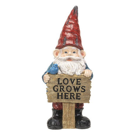 16.85" Gnome Statue - Love Grows Here - Magick Magick.com