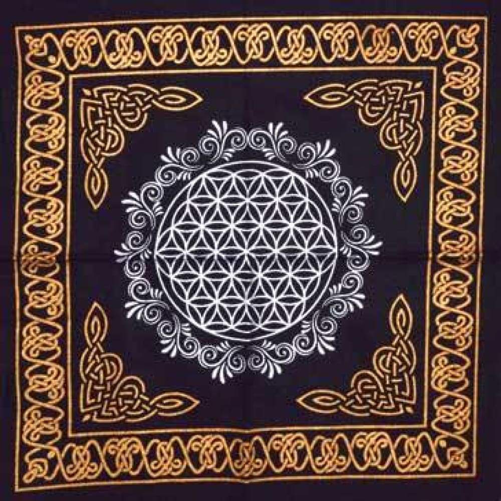18" Satin Altar Cloth - Flower of Life - Magick Magick.com