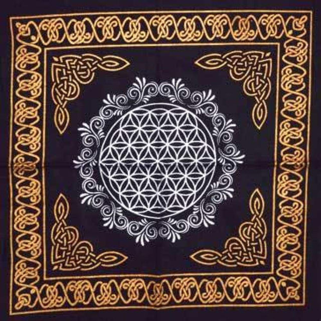 18" Satin Altar Cloth - Flower of Life - Magick Magick.com