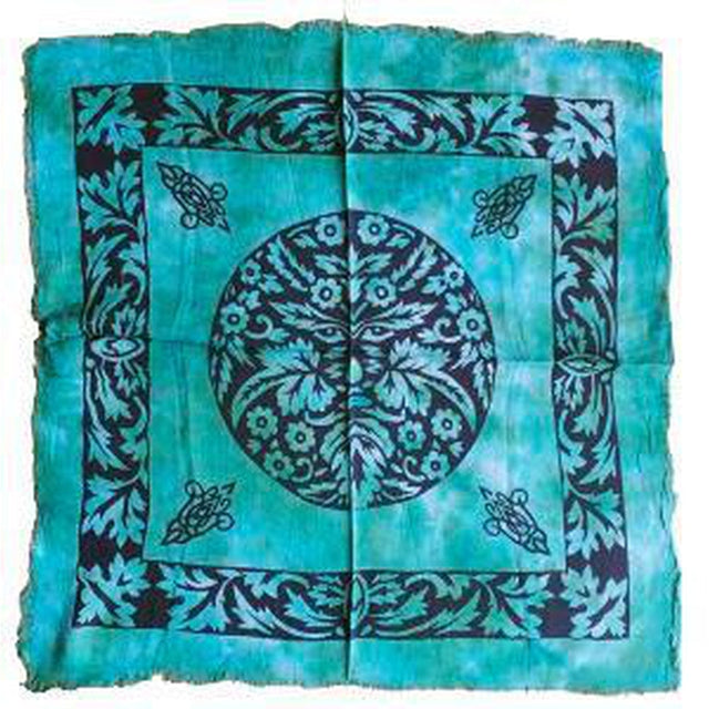 18" Satin Altar Cloth - Green Man - Magick Magick.com