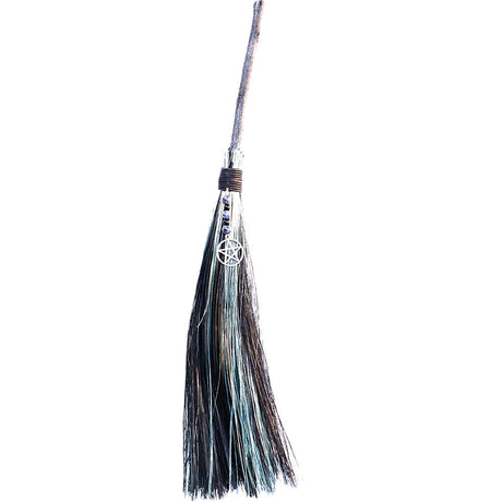 18" Wicca Besom - Blue/ Black - Pentacle with Sodalite - Magick Magick.com