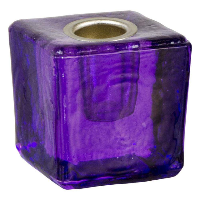 1.25" Mini Glass Candle Holder Cube - Purple - Magick Magick.com