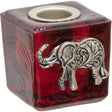 1.25" Mini Glass Candle Holder Cube - Red Elephant - Magick Magick.com