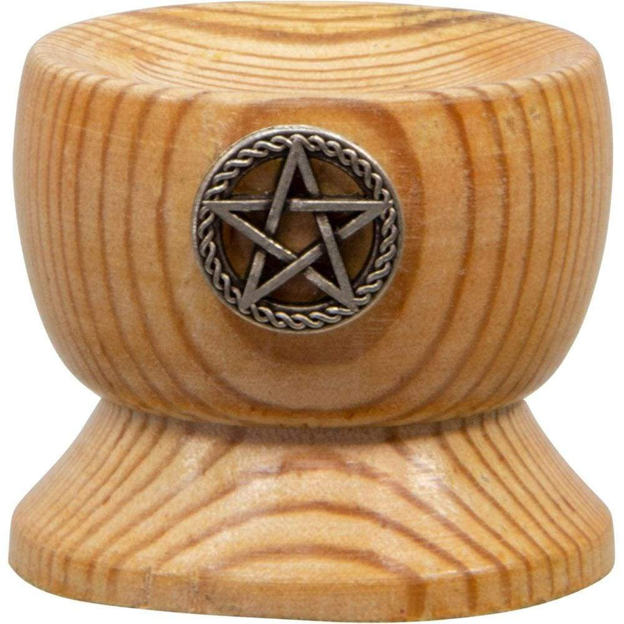 1.25" Wood Sphere Stand - Pentacle - Magick Magick.com
