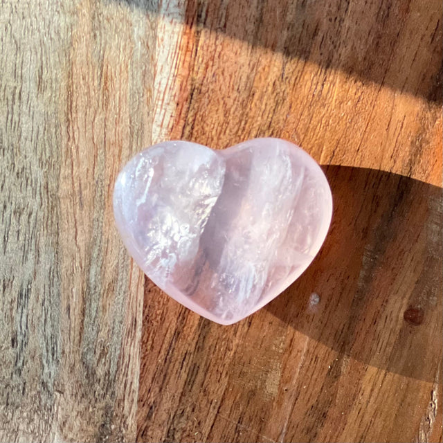 1.5" Puffed Gemstone Heart - Rose Quartz (AA Grade) - Magick Magick.com
