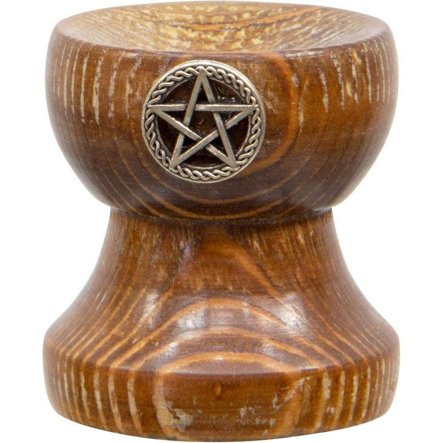 1.5" Wood Sphere Stand - Pentacle - Magick Magick.com