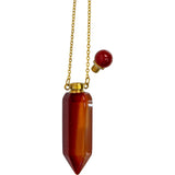 1.75" Gemstone Point Pendant Perfume Bottle Necklace - Carnelian - Magick Magick.com