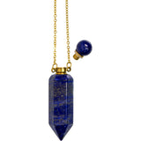 1.75" Gemstone Point Pendant Perfume Bottle Necklace - Lapis - Magick Magick.com