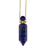 1.75" Gemstone Point Pendant Perfume Bottle Necklace - Lapis - Magick Magick.com