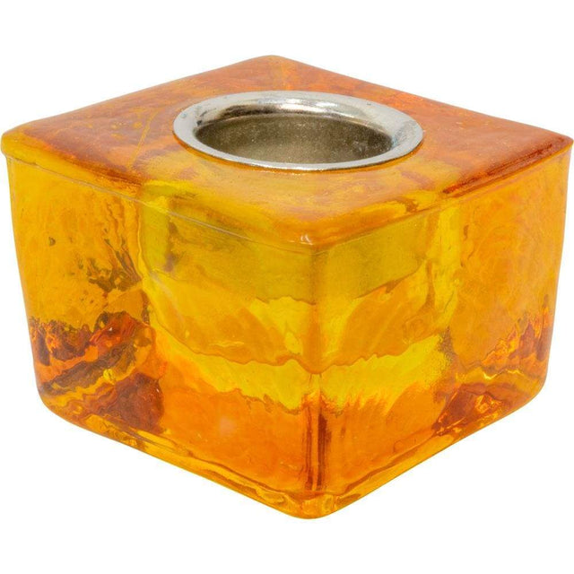 1.75" Glass Taper Candle Holder Cube - Yellow - Magick Magick.com
