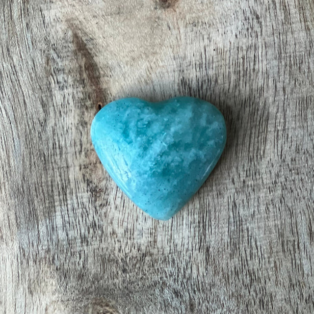 1.75” Puffed Gemstone Heart - Amazonite - Magick Magick.com