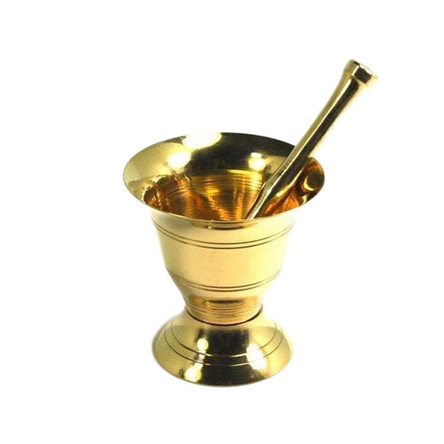 2" Brass Mortar & Pestle Set - Magick Magick.com