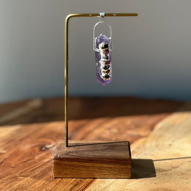 2" Double Terminated Pendant - Amethyst with Mix Tourmaline - Magick Magick.com