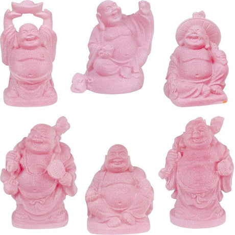 2" Frosted Acrylic Feng Shui Figurines - Buddha - Pink (Set of 6) - Magick Magick.com