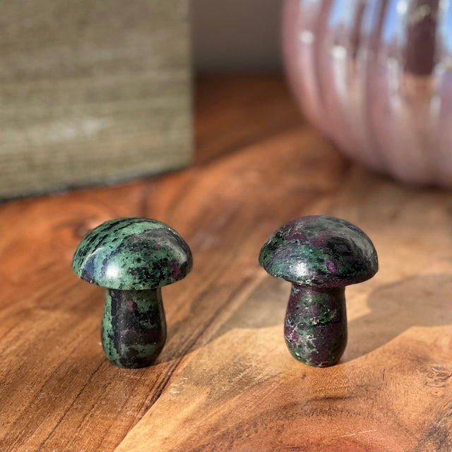 2" Mushroom Massager - Ruby Zoisite - Magick Magick.com