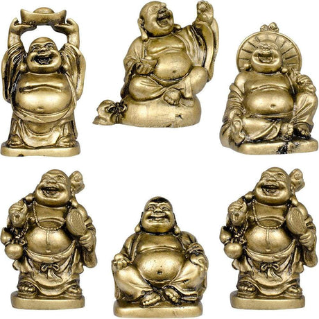 2" Polyresin Feng Shui Figurines - Buddha - Gold (Set of 6) - Magick Magick.com