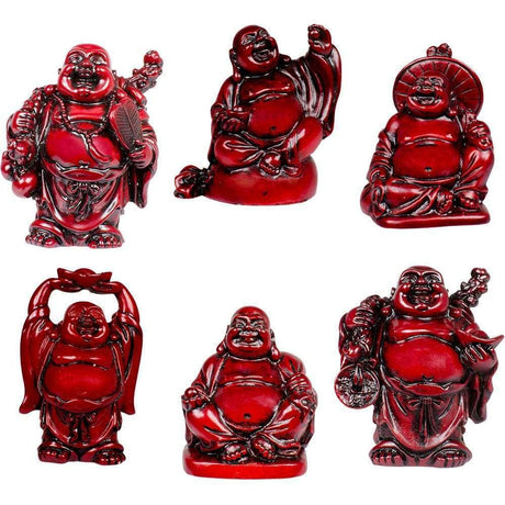 2" Polyresin Redstone Feng Shui Figurines - Buddha (Set of 6) - Magick Magick.com
