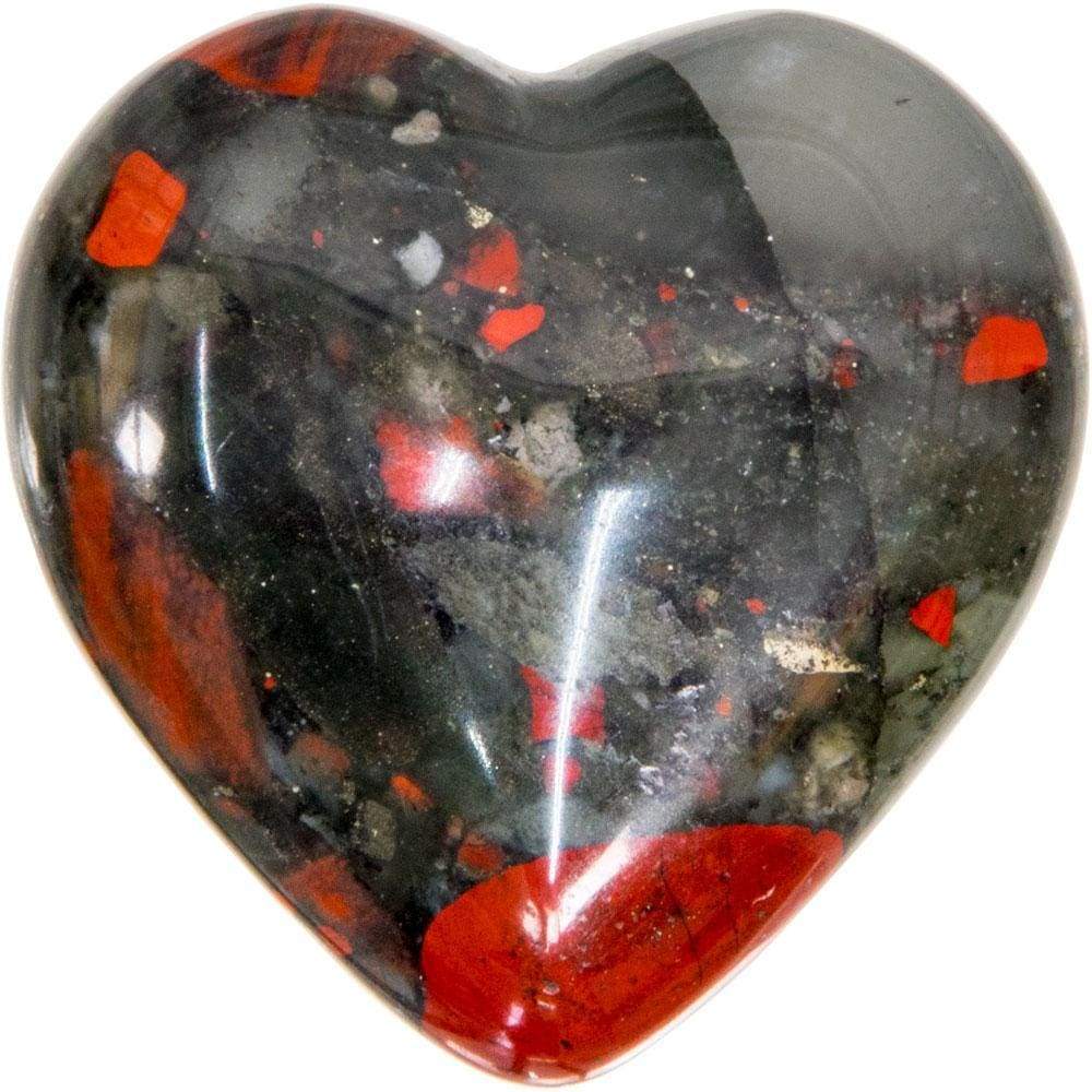 2" Puffed Gemstone Heart - African Blood Stone - Magick Magick.com