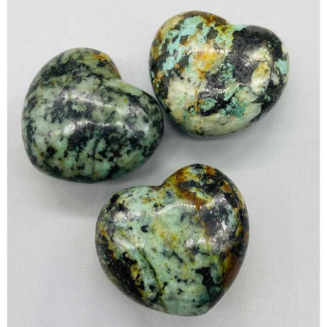 2" Puffed Gemstone Heart - African Turquoise - Magick Magick.com