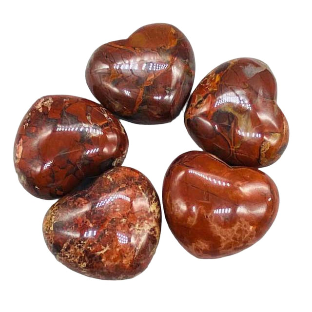 2" Puffed Gemstone Heart - Brecciated Jasper - Magick Magick.com