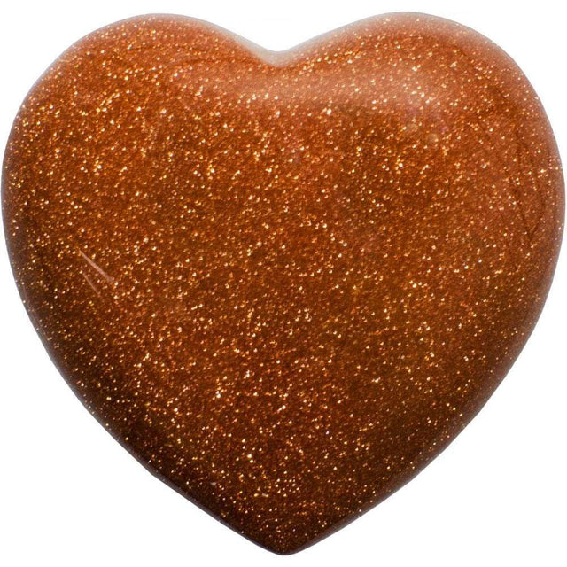 2" Puffed Gemstone Heart - Goldstone - Magick Magick.com