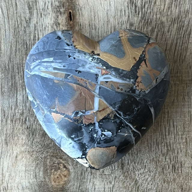 2" Puffed Gemstone Heart - Maligano Jasper - Magick Magick.com