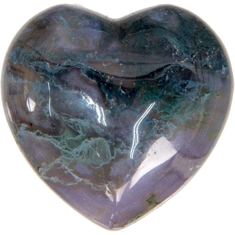 2" Puffed Gemstone Heart - Moss Agate - Magick Magick.com