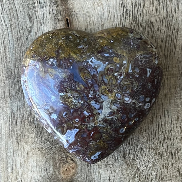 2" Puffed Gemstone Heart - Red Petrified Wood - Magick Magick.com