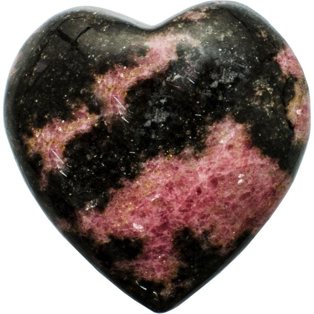 2" Puffed Gemstone Heart - Rhodonite - Magick Magick.com