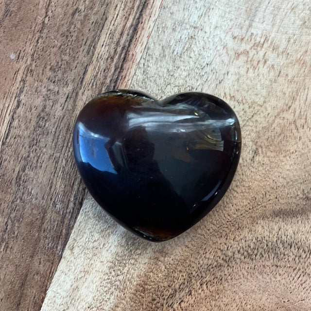 2" Puffed Gemstone Heart - Zebra Amber - Magick Magick.com