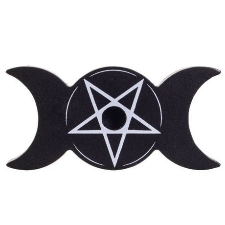 2" Triple Moon Pentacle Spell Candle Holder - Magick Magick.com