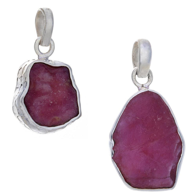 21-26 mm Rough Ruby Pendant in Sterling Silver (Assorted Design) - Magick Magick.com
