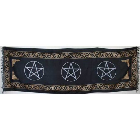 21" x 72" Satin Altar Cloth - Three Pentagram - Magick Magick.com