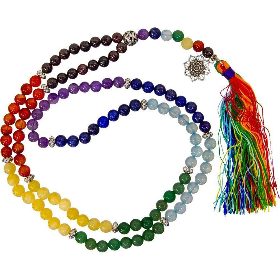 24" Mala Prayer Beads - Lotus Chakras Gemstones - Magick Magick.com