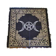 24" Satin Altar Cloth - Triple Moon Pentagram on Black & Gold - Magick Magick.com
