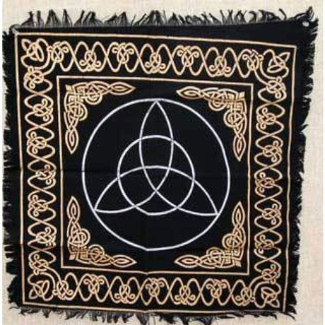 24" Satin Altar Cloth - Triquetra on Black & Gold - Magick Magick.com