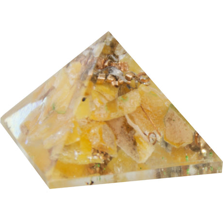 25-35 mm Gemstone Pyramid - Orgone Yellow Aventurine - Solar Plexus Chakra - Magick Magick.com