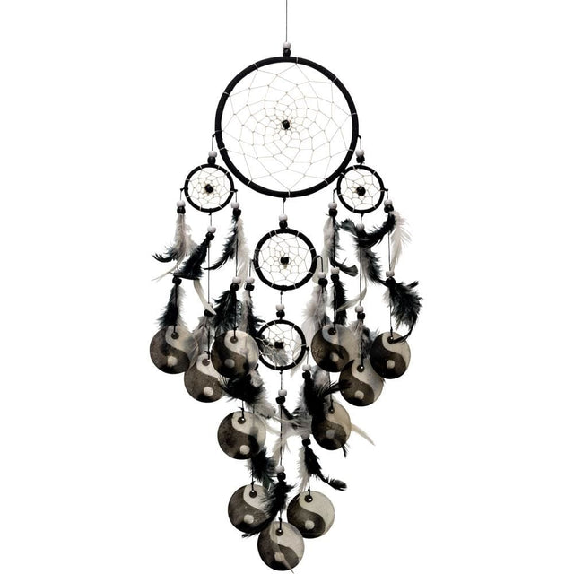 26" Dream Catcher - Black & White Yin Yang Shells - Magick Magick.com